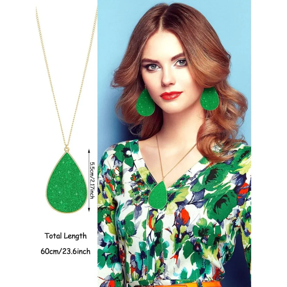 4 Pcs Jewelry Sets for Women Glitter Necklace and Earring Set Multi Layer Bracel_3